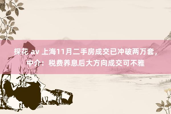 探花 av 上海11月二手房成交已冲破两万套，中介：税费养息后大方向成交可不雅