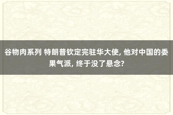 谷物肉系列 特朗普钦定完驻华大使， 他对中国的委果气派， 终于没了悬念?