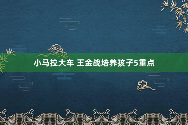 小马拉大车 王金战培养孩子5重点